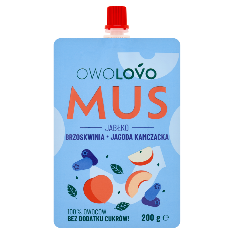 Owolovo Mus owocowy Trio Jabłko - Brzoskwinia - Jagoda kamczacka 200 g - żywność