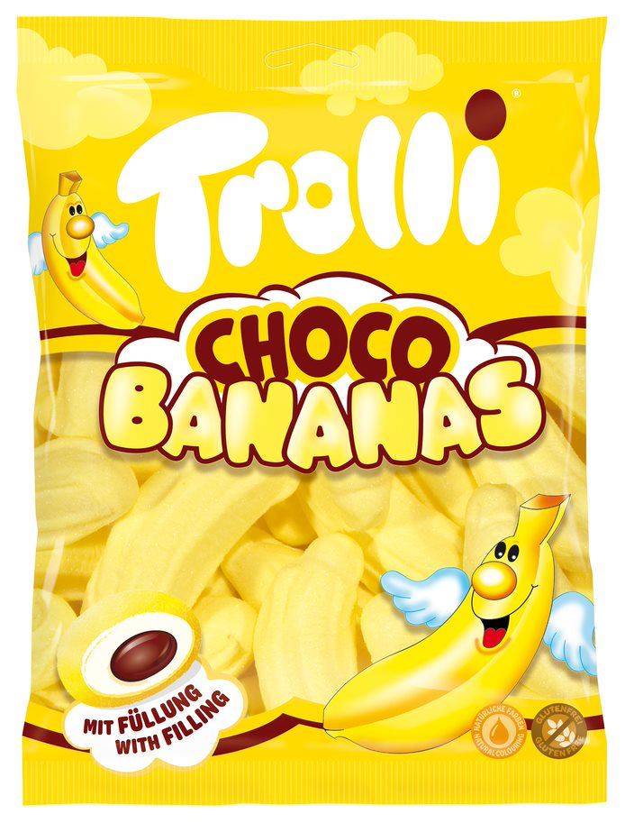 Trolli, pianki o smaku bananowym Choco Bananas, 150 g