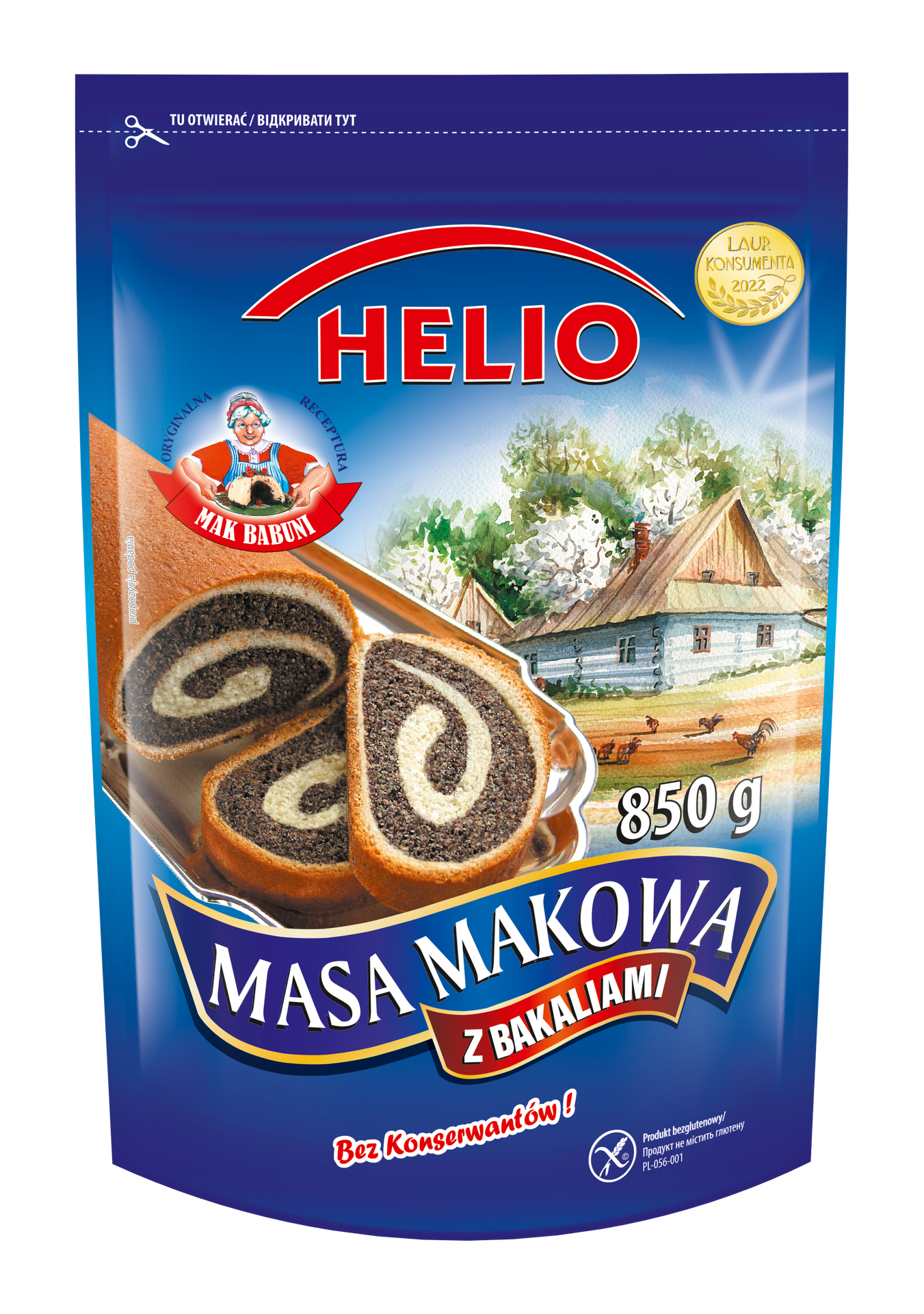 Masa makowa Helio 850 g bez konserwantów DOYPACK