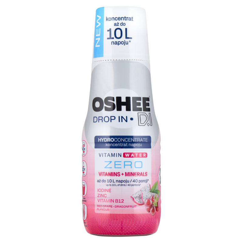 Hydrokoncentrat OSHEE DROP IN ZERO Witaminy i Minerały Czerwone Winogrono i Smoczy Owoc 500 ml