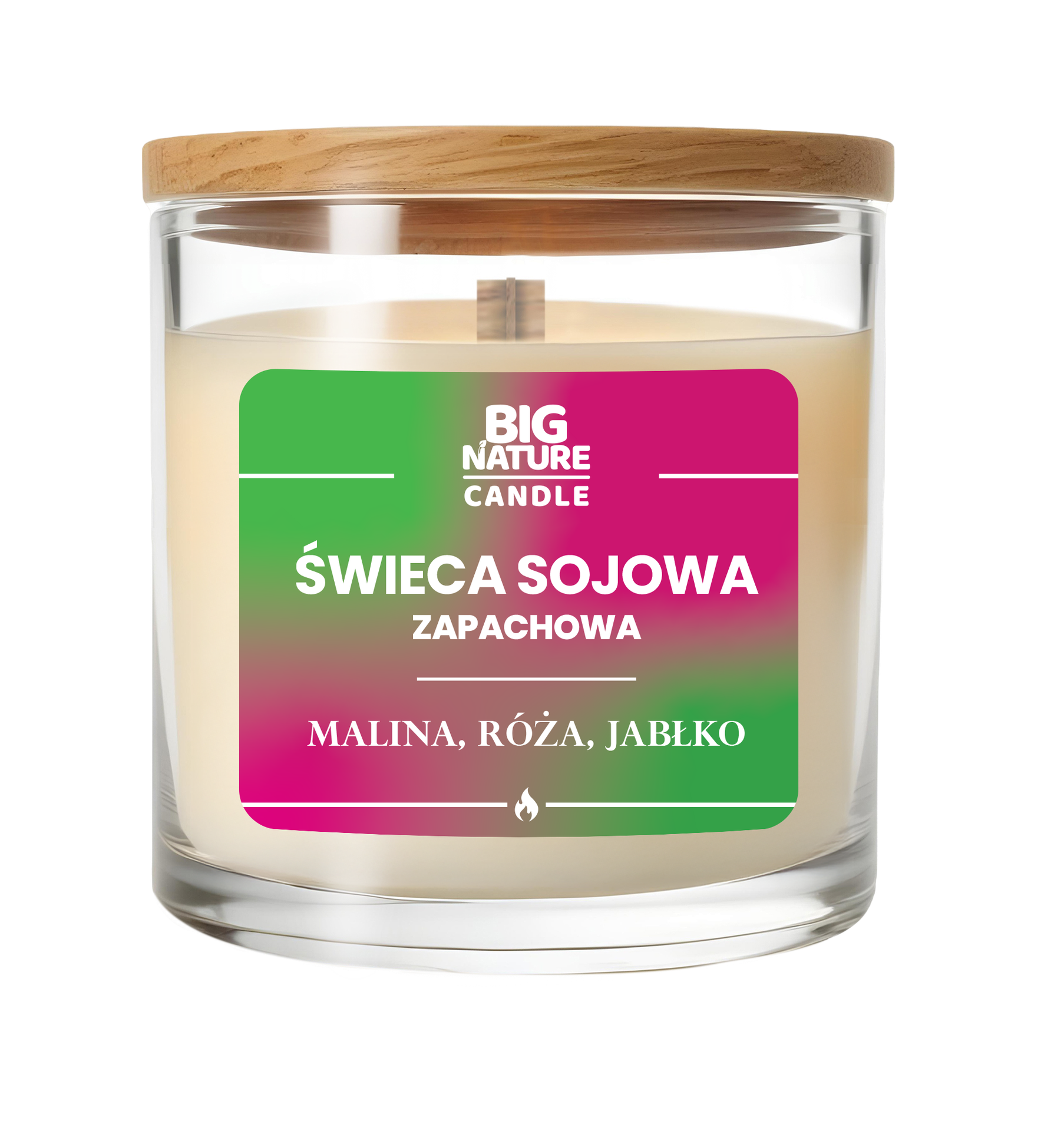 Big nature świeca sojowa o zapachu malina, róża i jabłko