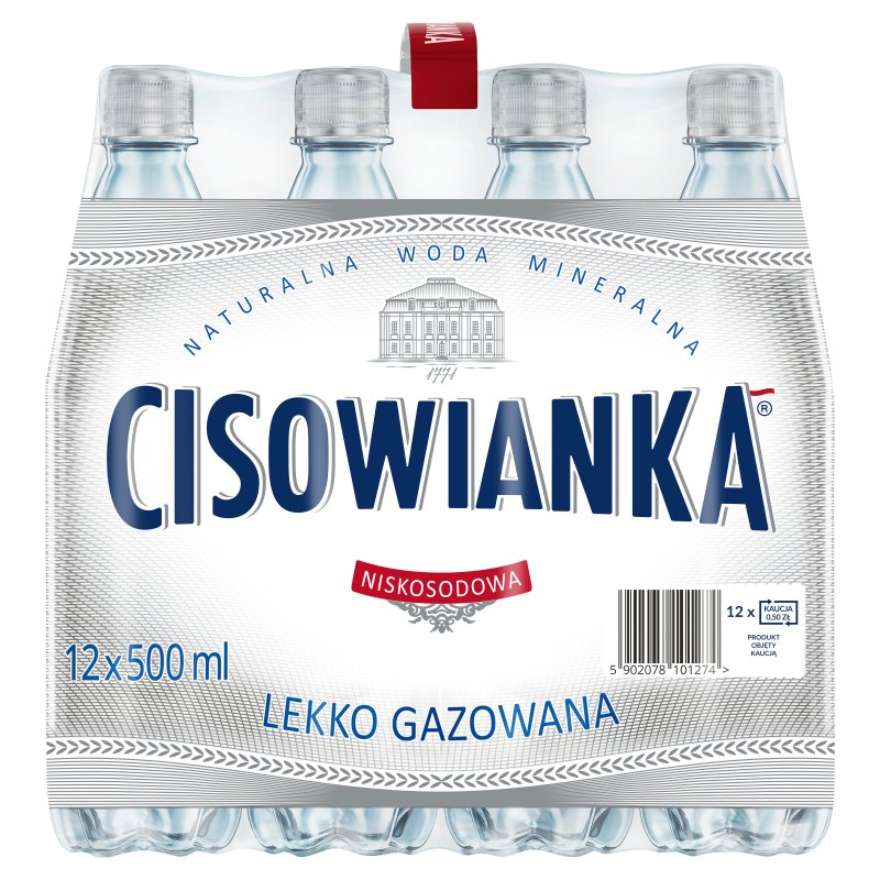 Cisowianka Naturalna woda mineralna lekko gazowana niskosodowa 12 x 500 ml