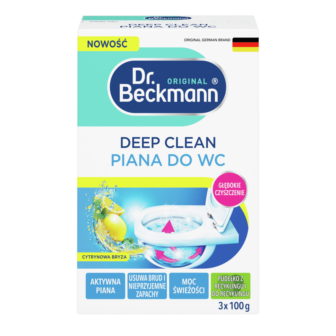 DR.BECKMANN Piana do czyszczenia WC Cytrynowa Bryza w saszetkach 3x100g