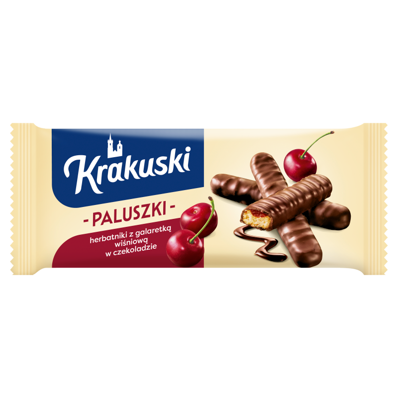Krakuski PALUSZKI Z GALARETKĄ WIŚNIOWĄ W CZEKOLADZIE 144G