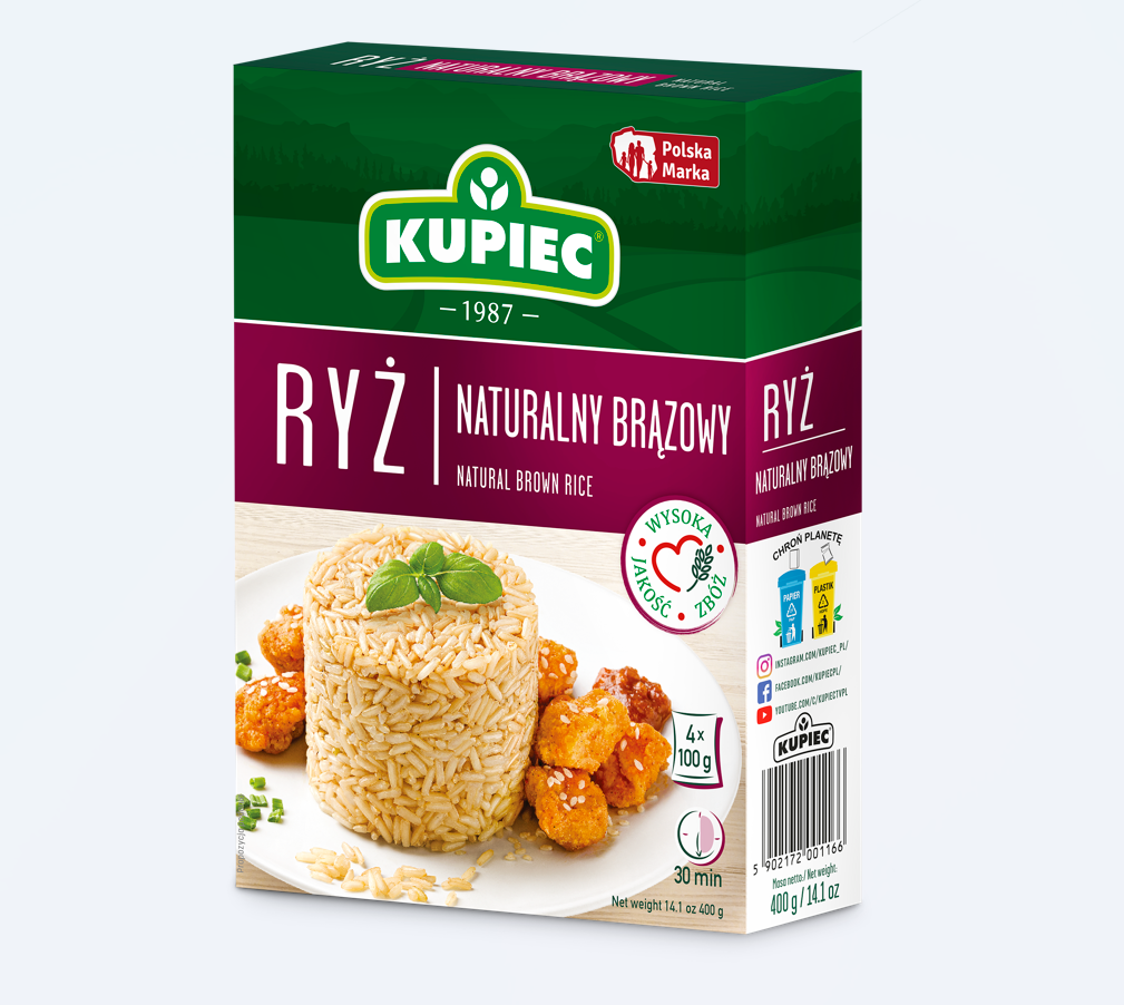 Kupiec Ryż naturalny brązowy 4x100 g