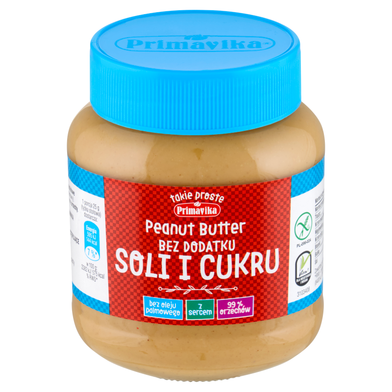 Primavika Masło orzechowe bez dodatku soli i cukru 350 g