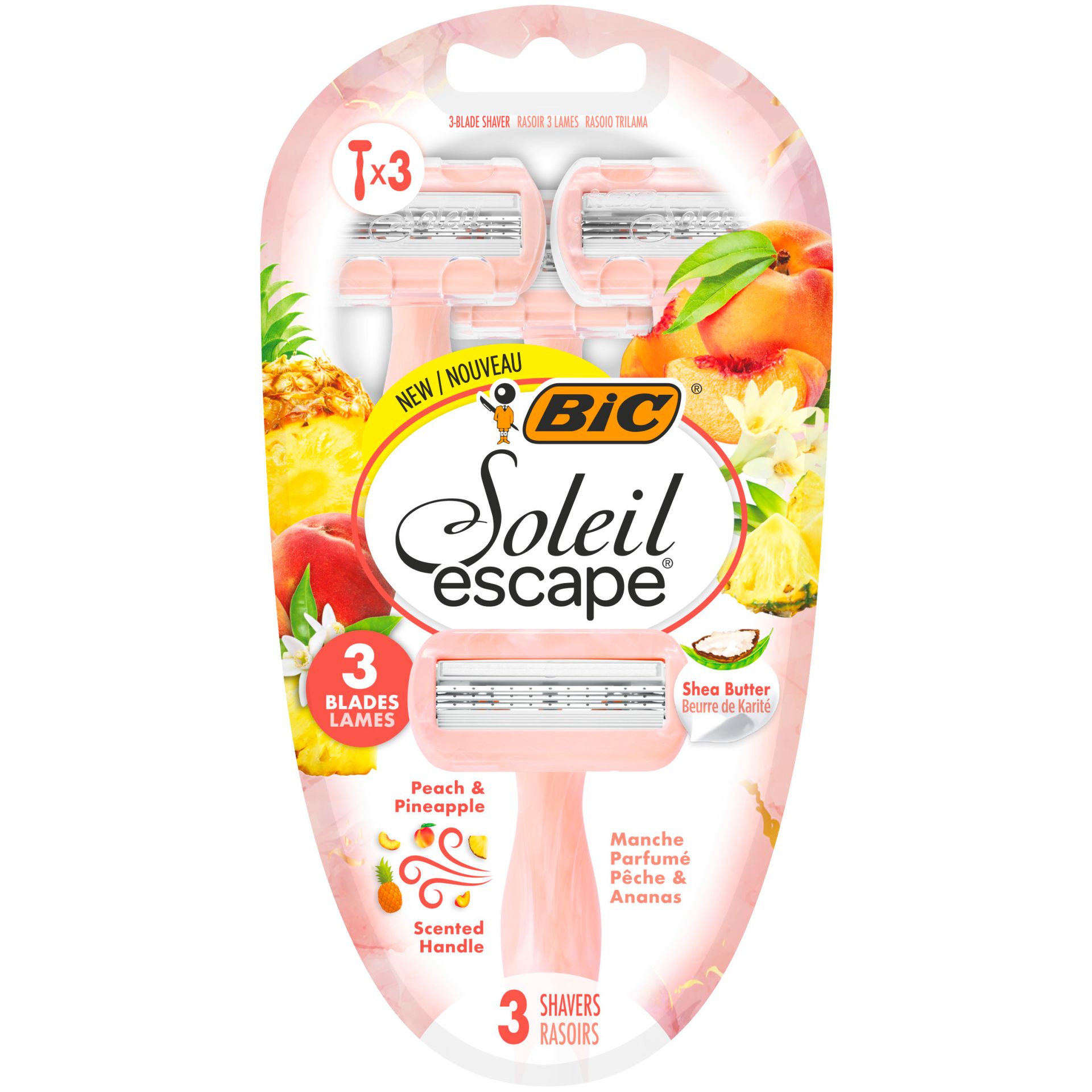 BIC Maszynka do golenia Soleil Escape 3 Peach & Pineapple