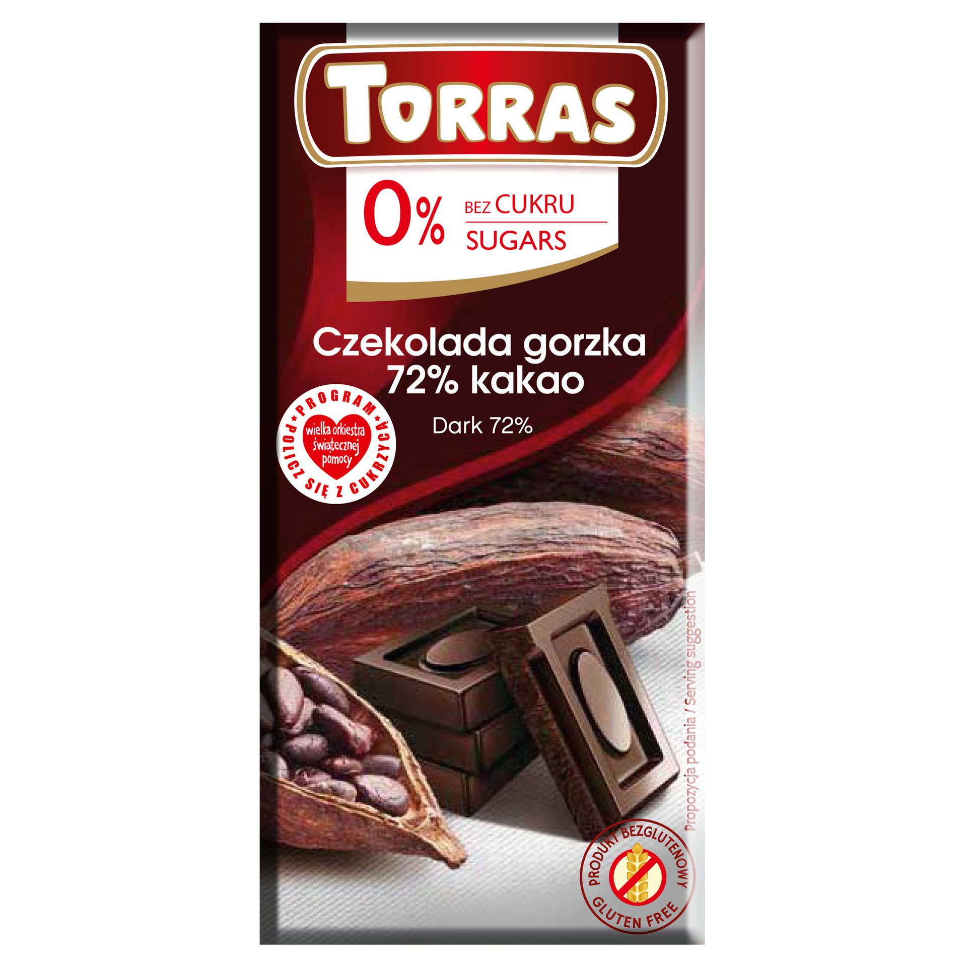 Torras Czekolada gorzka bez cukru 72% kakao 75g - 8410342006585