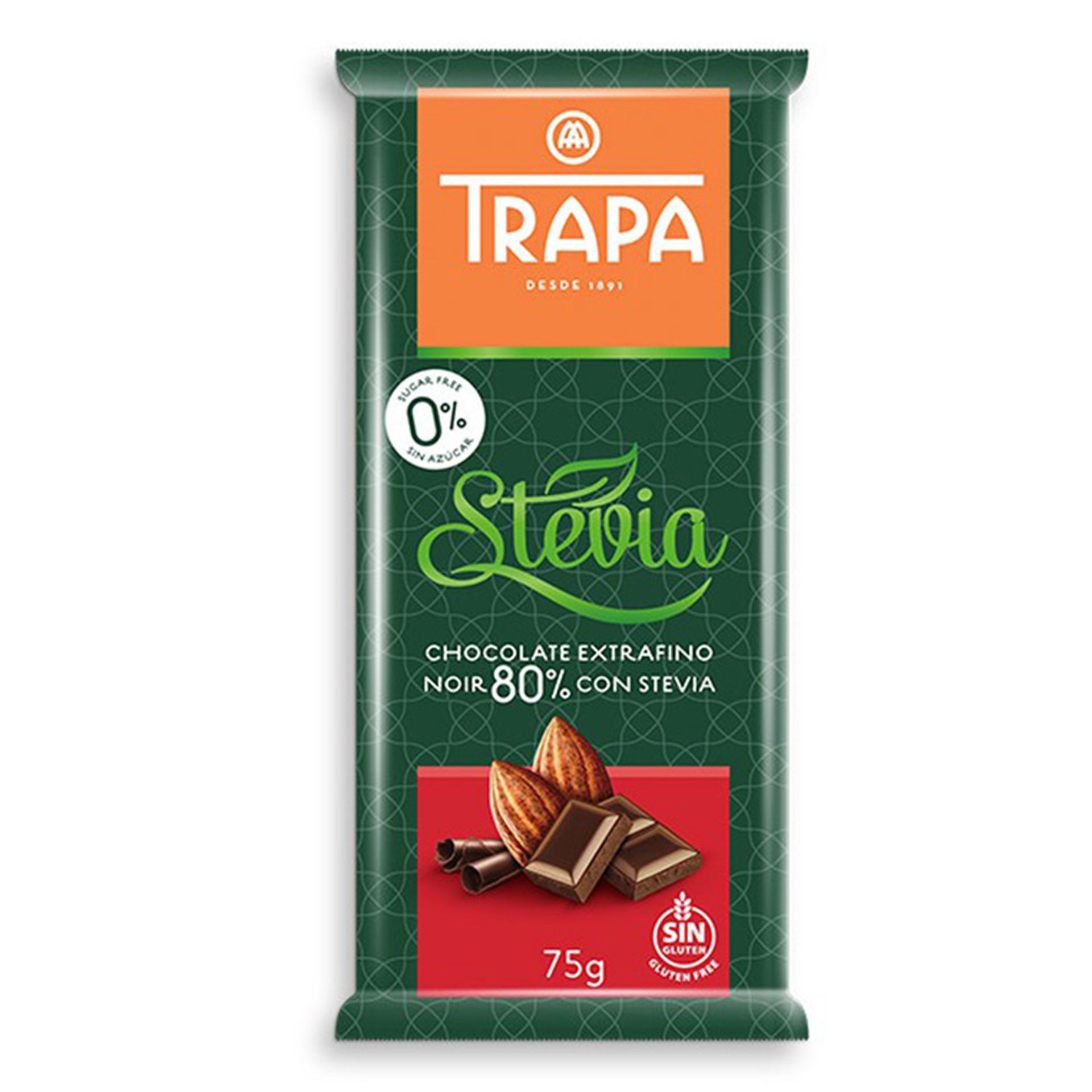 DLA SŁODKICH Czekolada gorzka 80% ze stewią 75 g Trapa