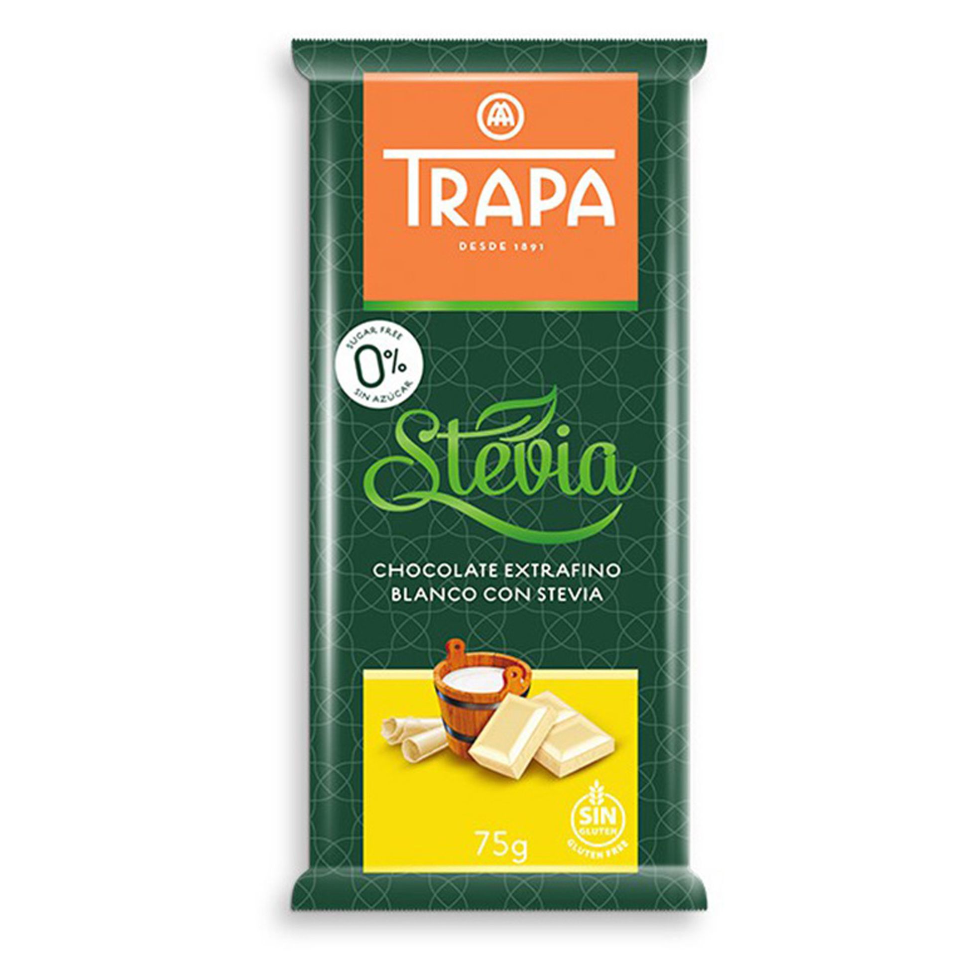 TRAPA Czekolada Biała ze Stewią bez dodatku cukru 75g - Trapa
