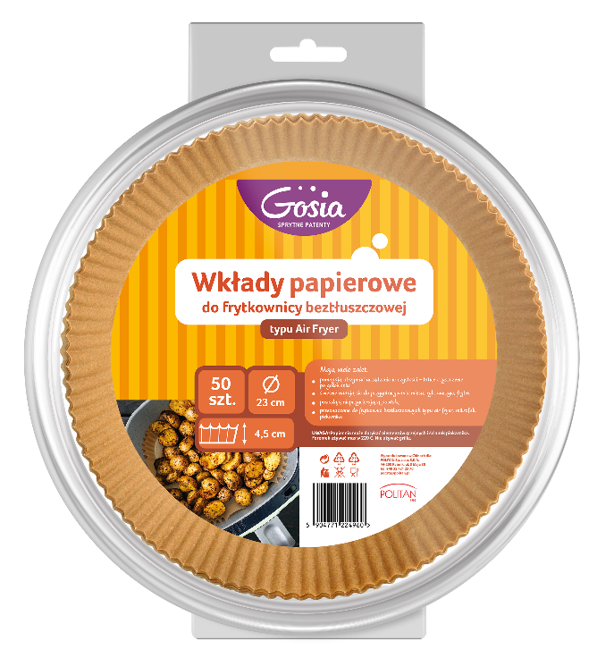 GOSIA Wkłady do frytkownicy beztłuszczowej air fryer 23 cm 50 szt.