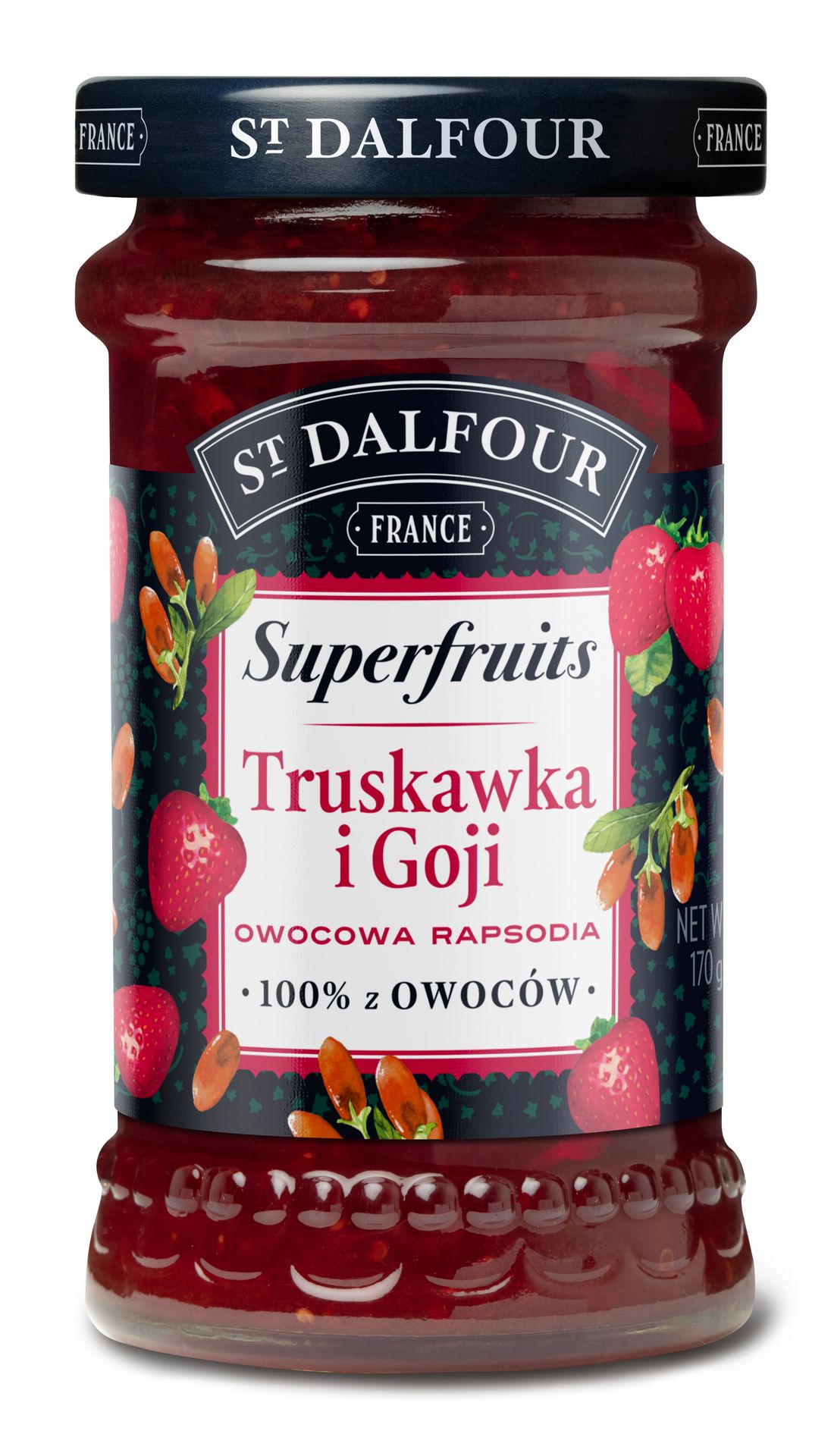 ST. DALFOUR Superfruits Konfitura truskawkowa z jagodami goji