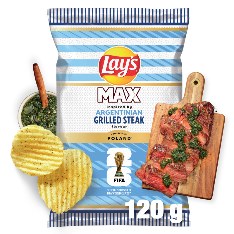LAY'S MAX Chipsy ziemniaczane karbowane o smaku grillowanego steku