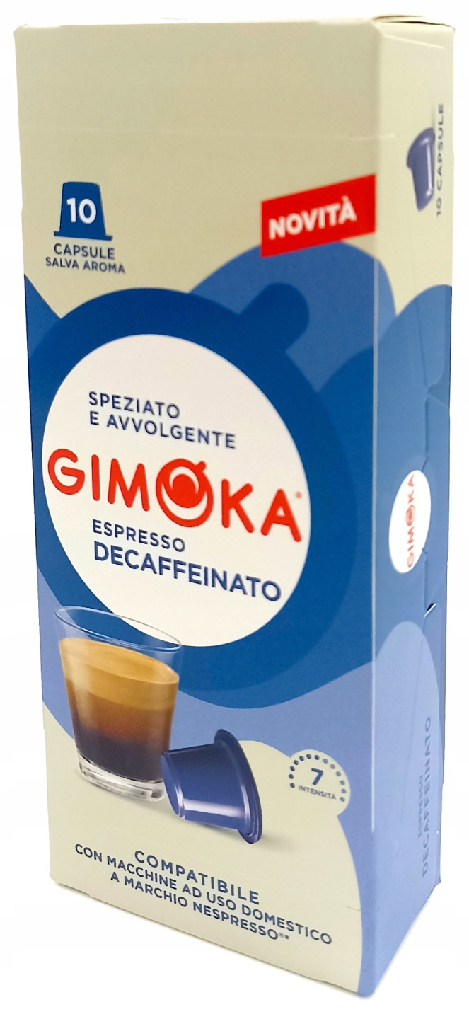 Gimoka Gruppo SRL Kapsułki Nespresso, włoska kawa bezkofeinowa Soave Decaffeinato, 10 szt.