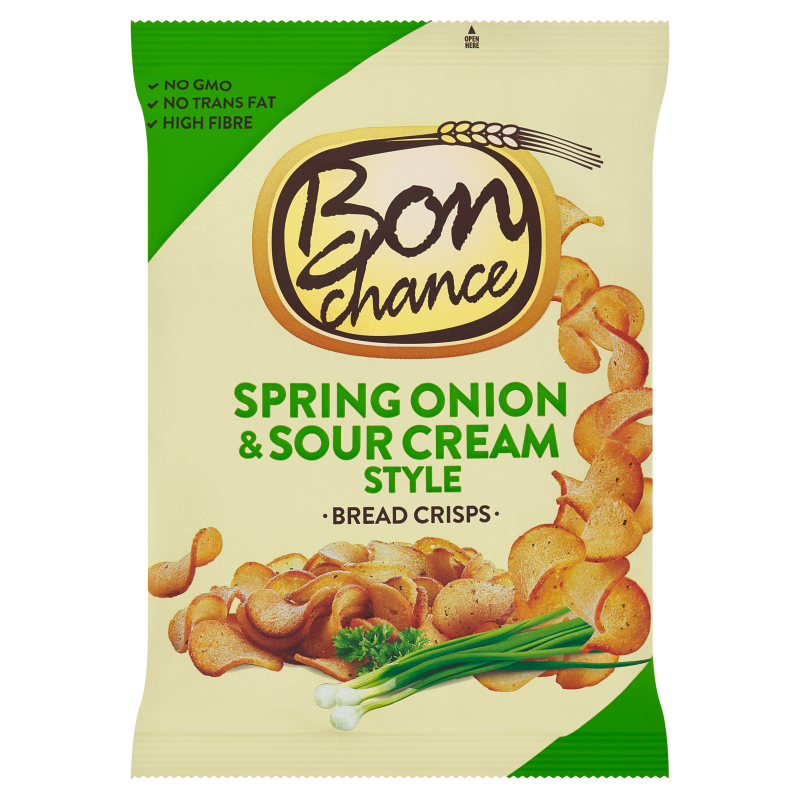 Bon Chance Chrupiące chipsy chlebowe śmietana + szczypiorek 120 g