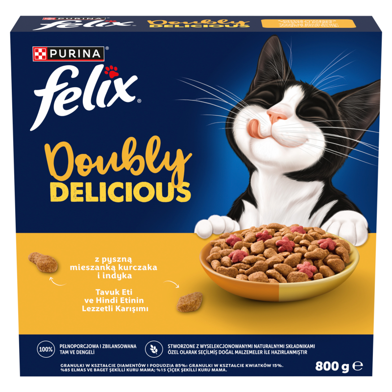FELIX Doubly Delicious Karma dla dorosłych kotów kurczak i indyk