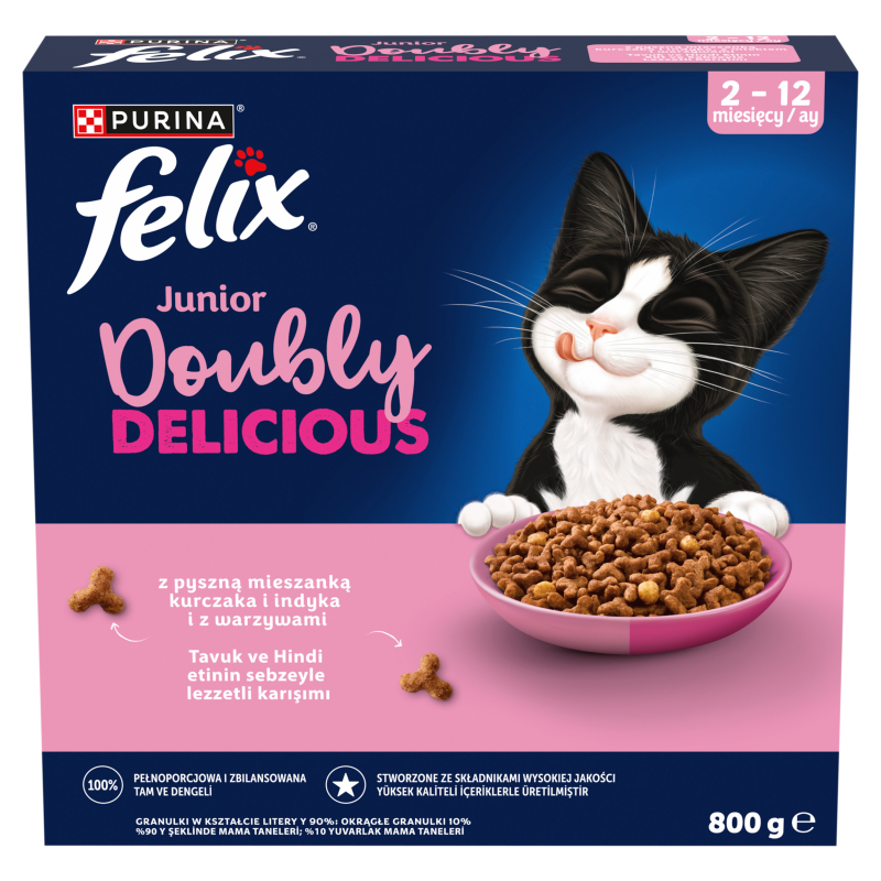 FELIX Doubly Delicious Junior Karma kurczak i indyk z warzywami 2-12 miesięcy