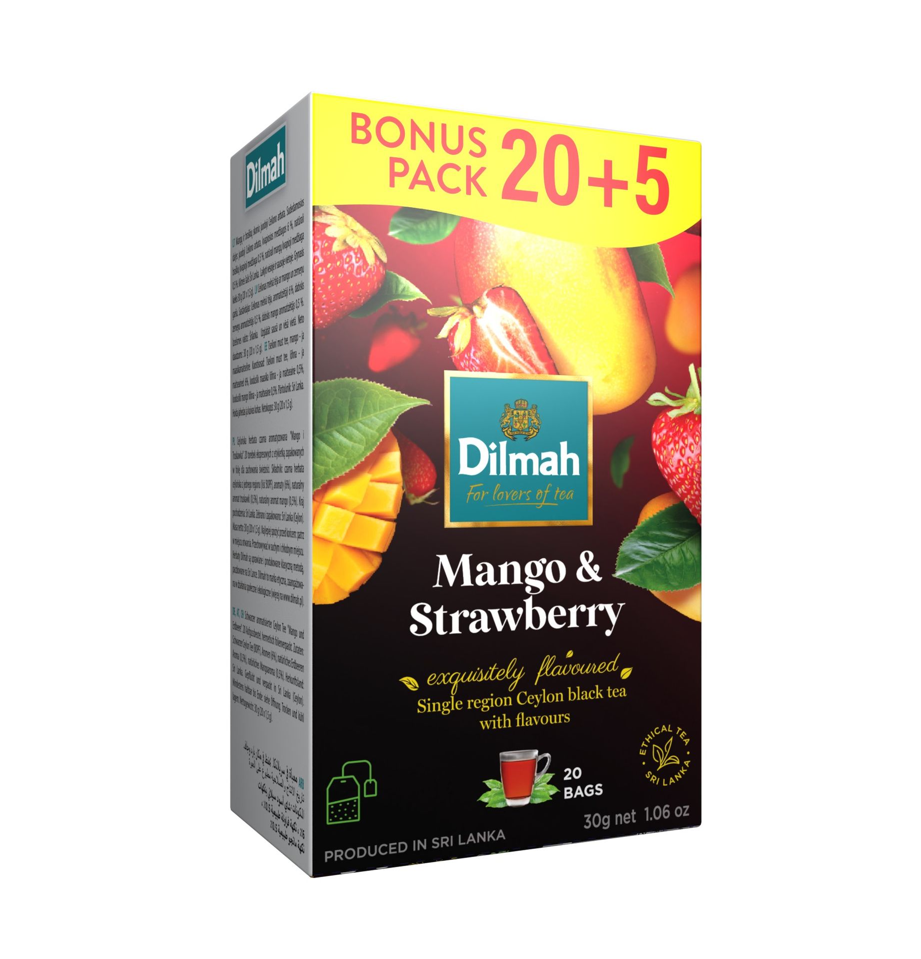 Dilmah Mango i Strawberry EX20+5 z zawieszką