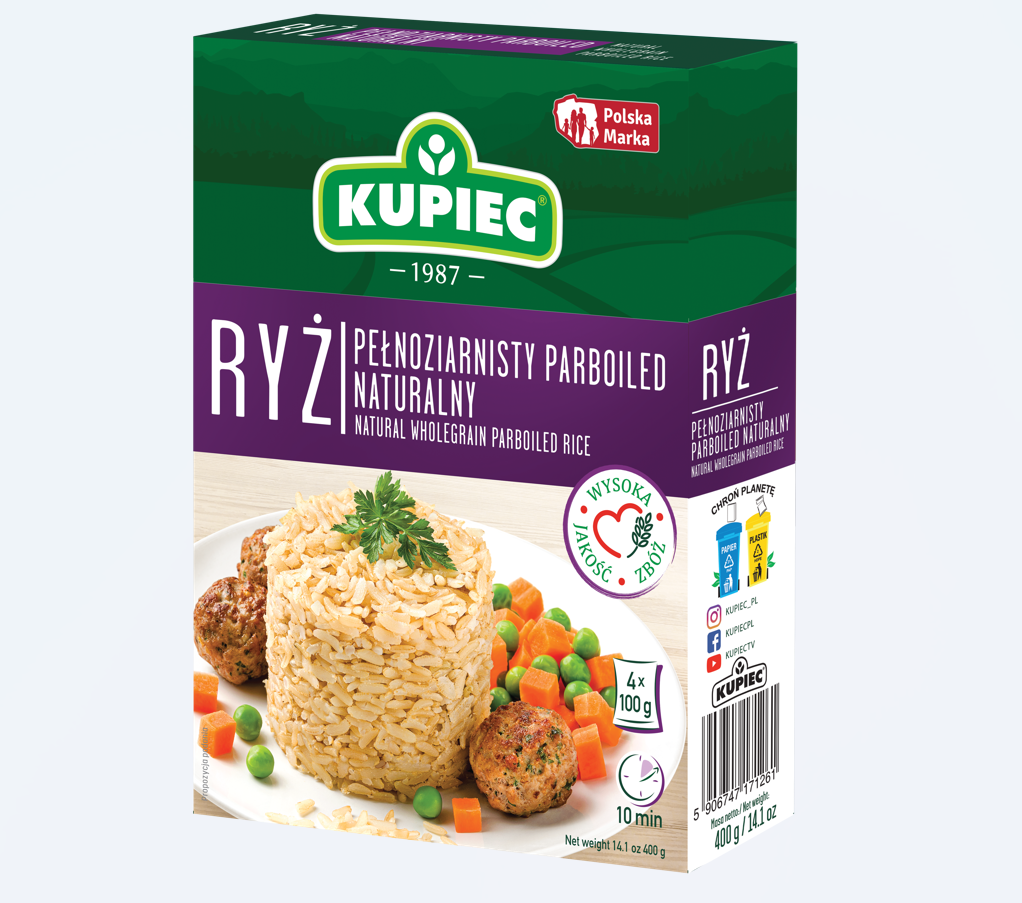 Kupiec Ryż pełnoziarnisty parboiled naturalny 4x100 g