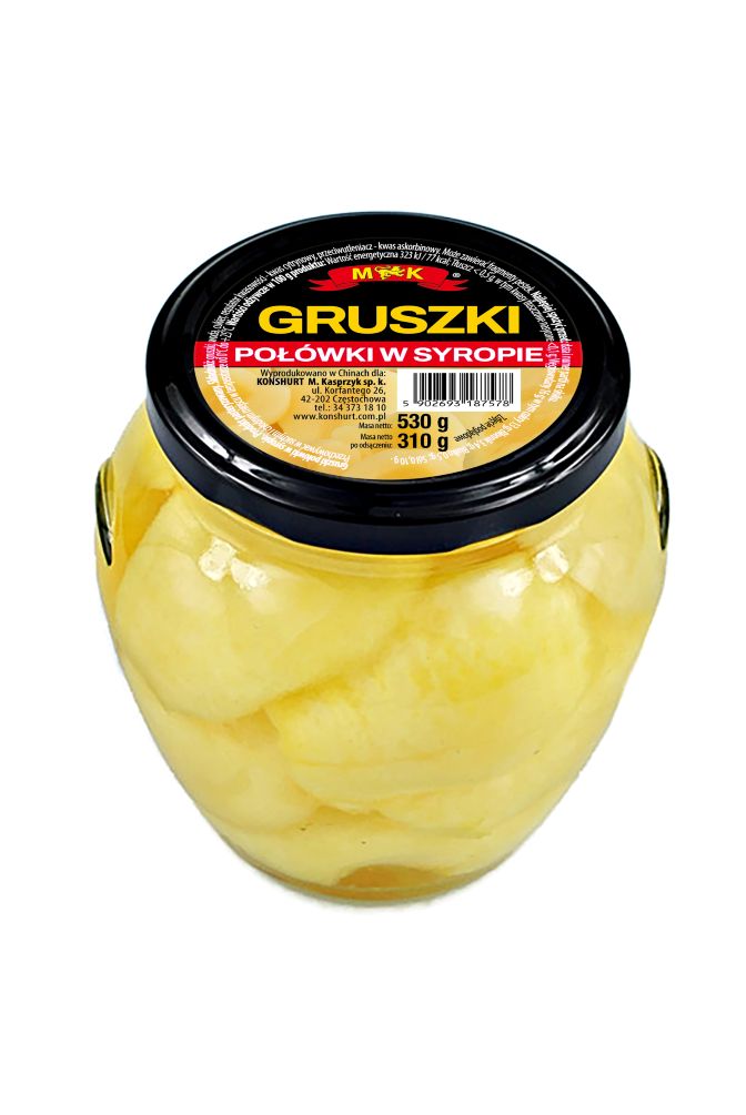 Gruszki połówki w syropie 530g MK