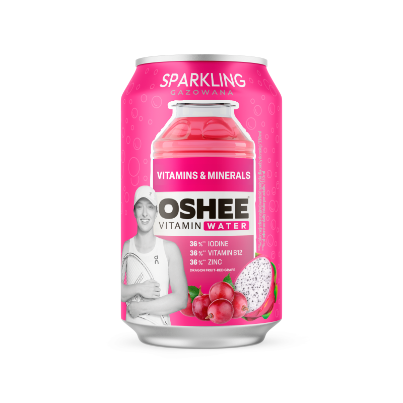 OSHEE SPARKLING Napój gazowany Witaminy & Minerały o smaku czerwonych winogron i dragonfruit