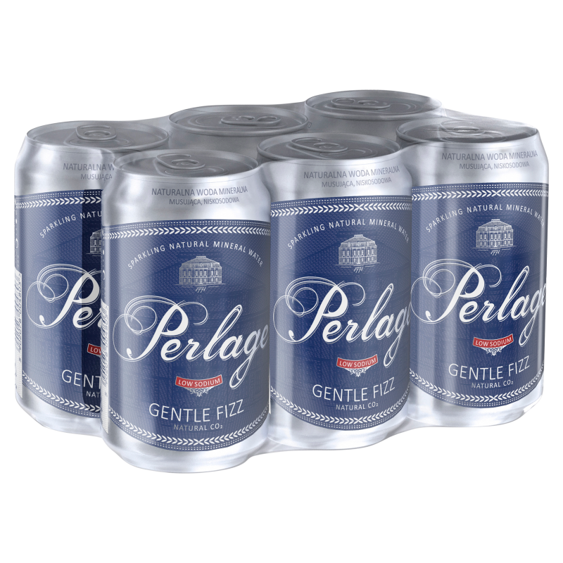 Cisowianka Perlage Naturalna woda mineralna musująca w puszce zgrzewka 6 x 330 ml