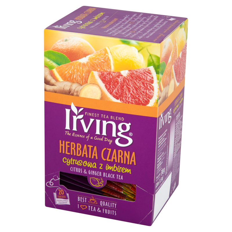 Irving Herbata ekspresowa czarna cytrusowa z imbirem 20szt.