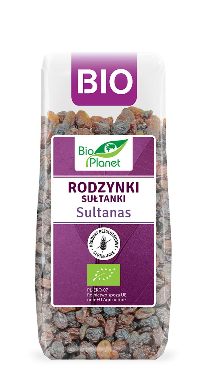 Bio Planet Rodzynki sułtanki, produkt rolnictwa ekologicznego 200g 5907814661708
