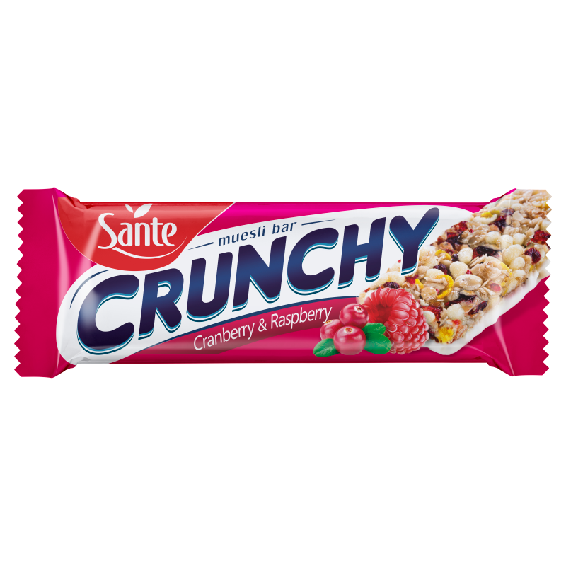 SANTE Baton Crunchy zbożowy musli z owocami żurawiny i maliny 40 g Sante
