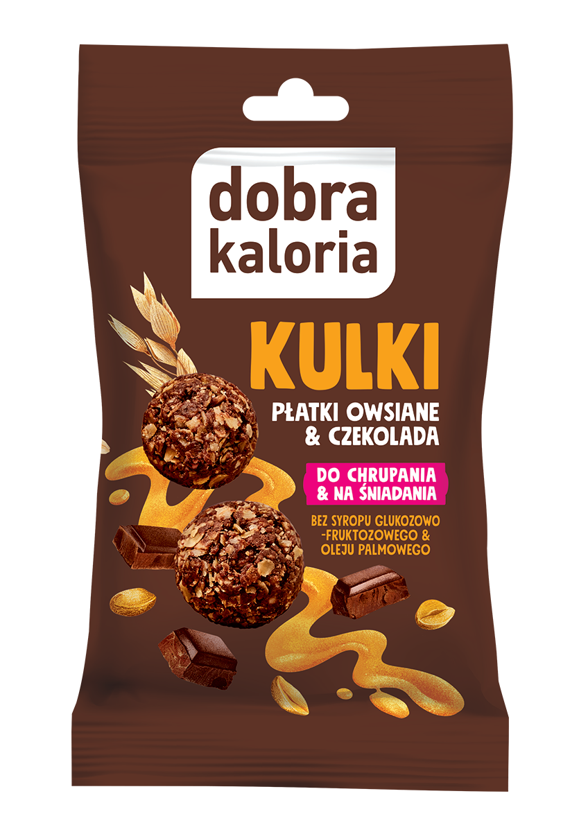Kulki Śniadaniowe Owsiane Gorzka Belgijska Czekolada z Miodem bez Laktozy 40g - Dobra Kaloria