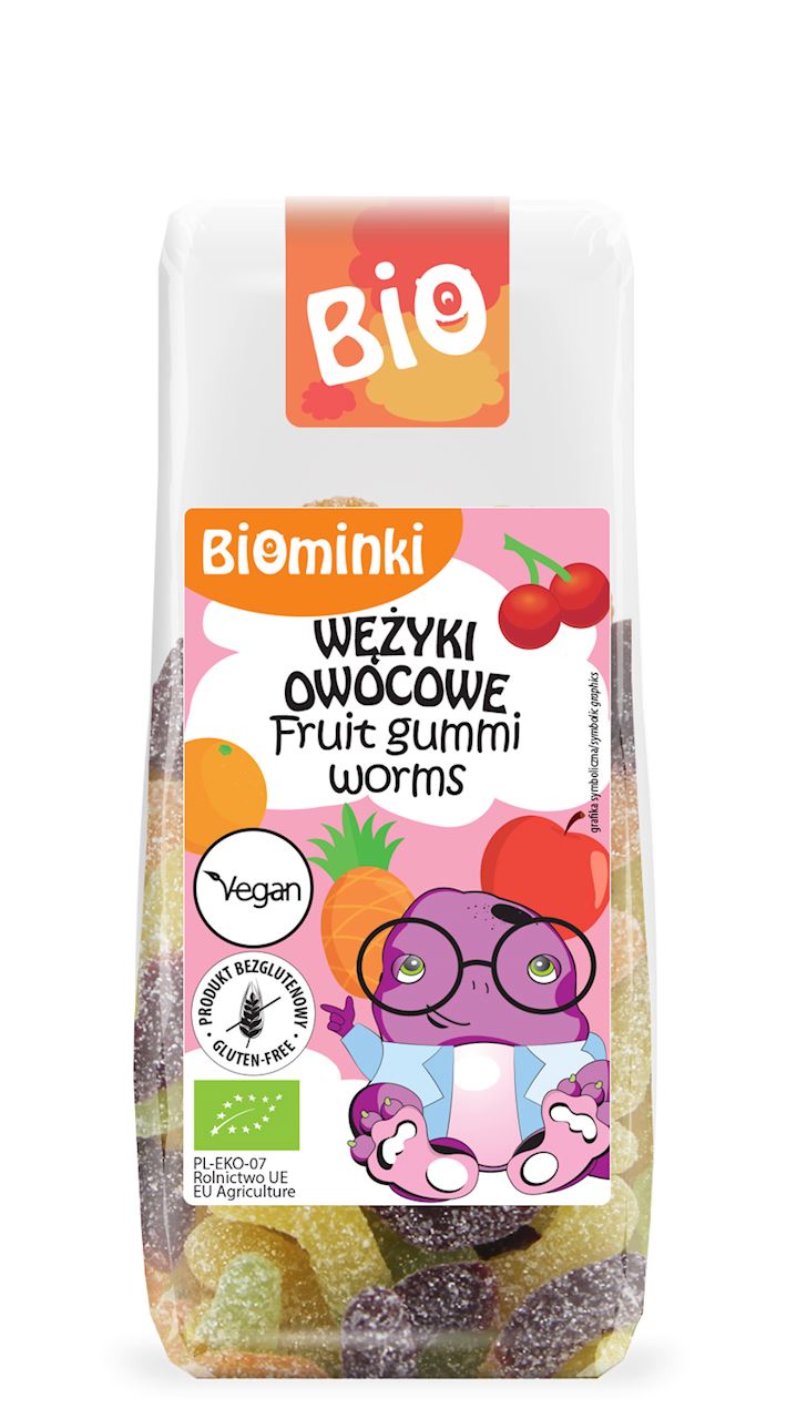 Biominki (przekąski dla dzieci) WĘŻYKI BEZ ŻELATYNY BIO 100 g - BIOMINKI