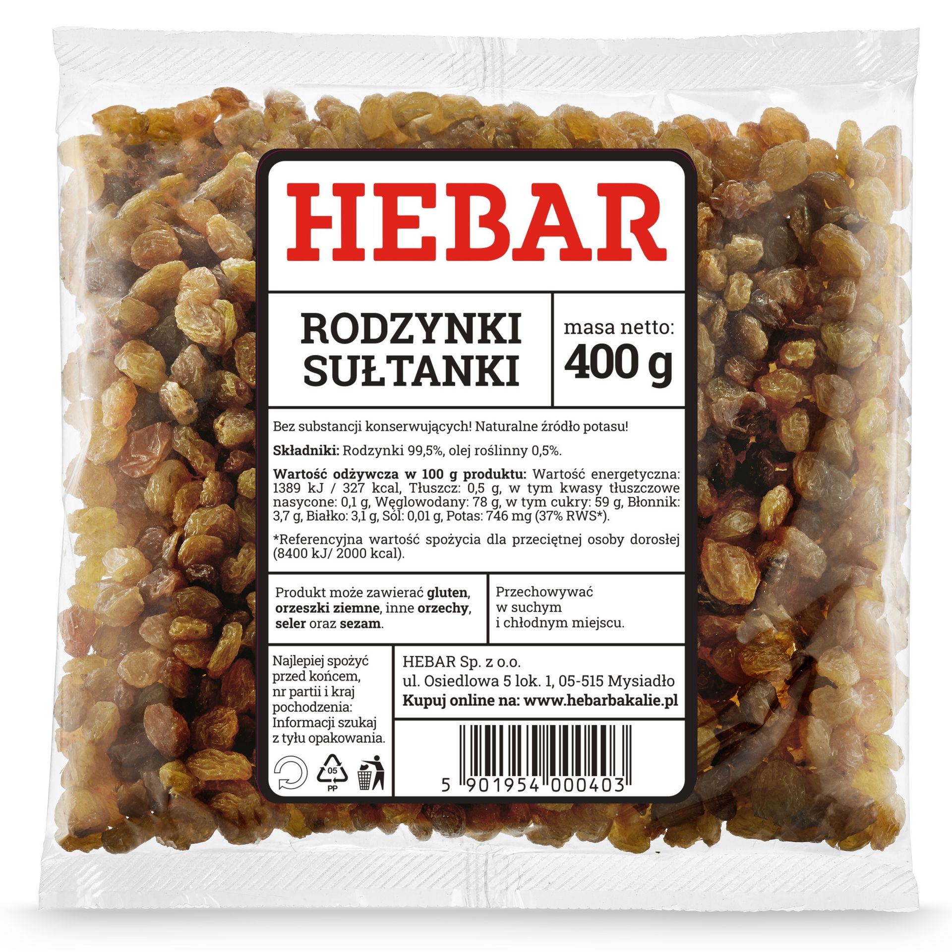 HEBAR RODZYNKI SUŁTANKI 400G