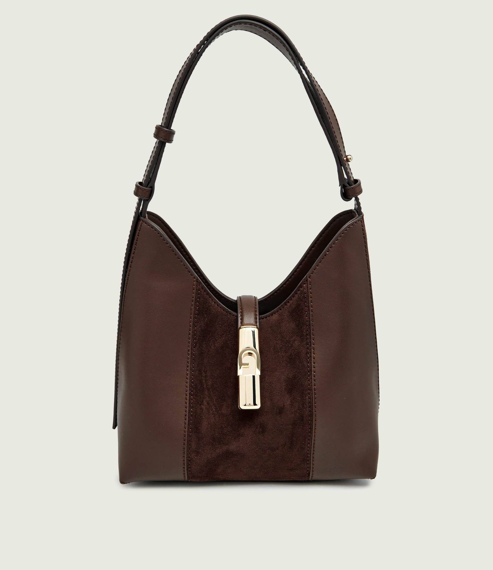 Furla Skórzana torebka na ramię Furla Goccia zamsz
