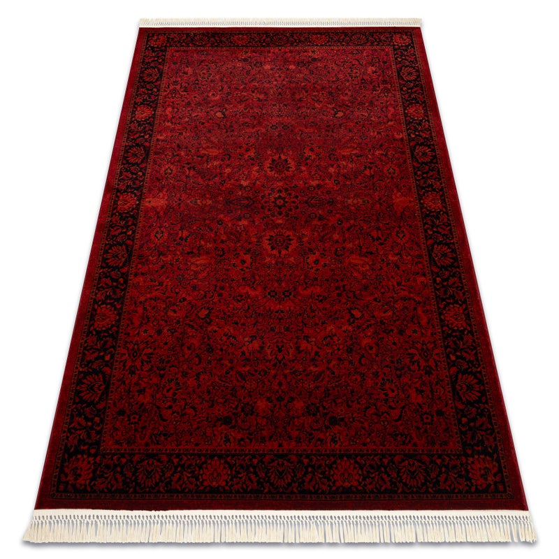Dywan ORIENT 5125 bordo / czarny Ramka, klasyczny, ornament, z frędzlami 300x400 cm