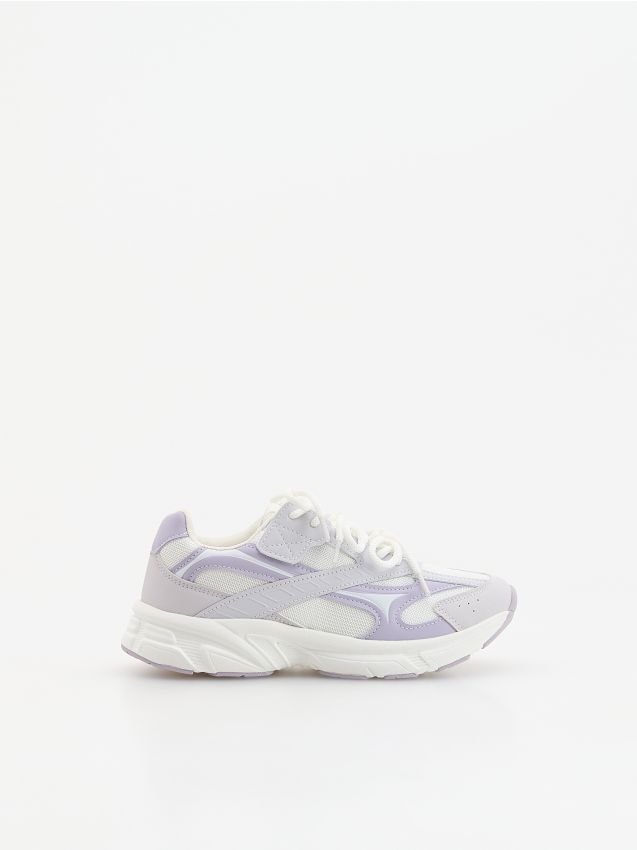 Reserved - Sneakersy z łączonych materiałów - lawendowy