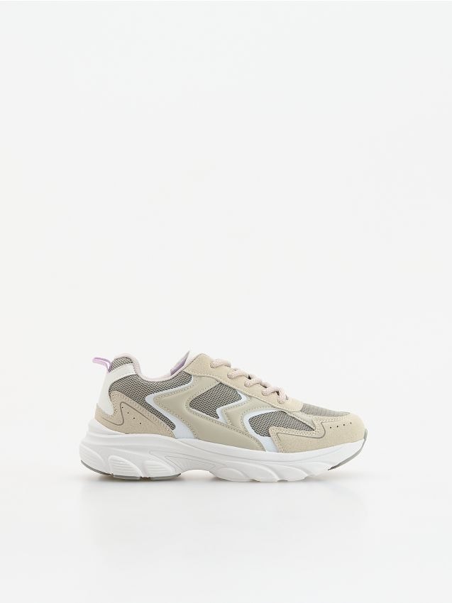 Reserved - Sneakersy z łączonych materiałów - beżowy
