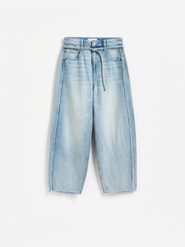 Reserved - Jeansy barrel slim - niebieski