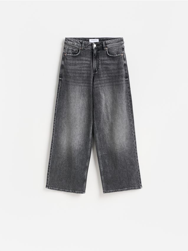 Reserved - Jeansy wide leg comfort - szary
