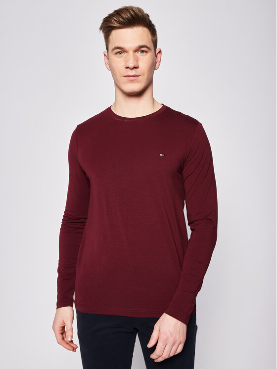 Tommy Hilfiger Longsleeve Stretch Tee MW0MW10804 Bordowy Slim Fit