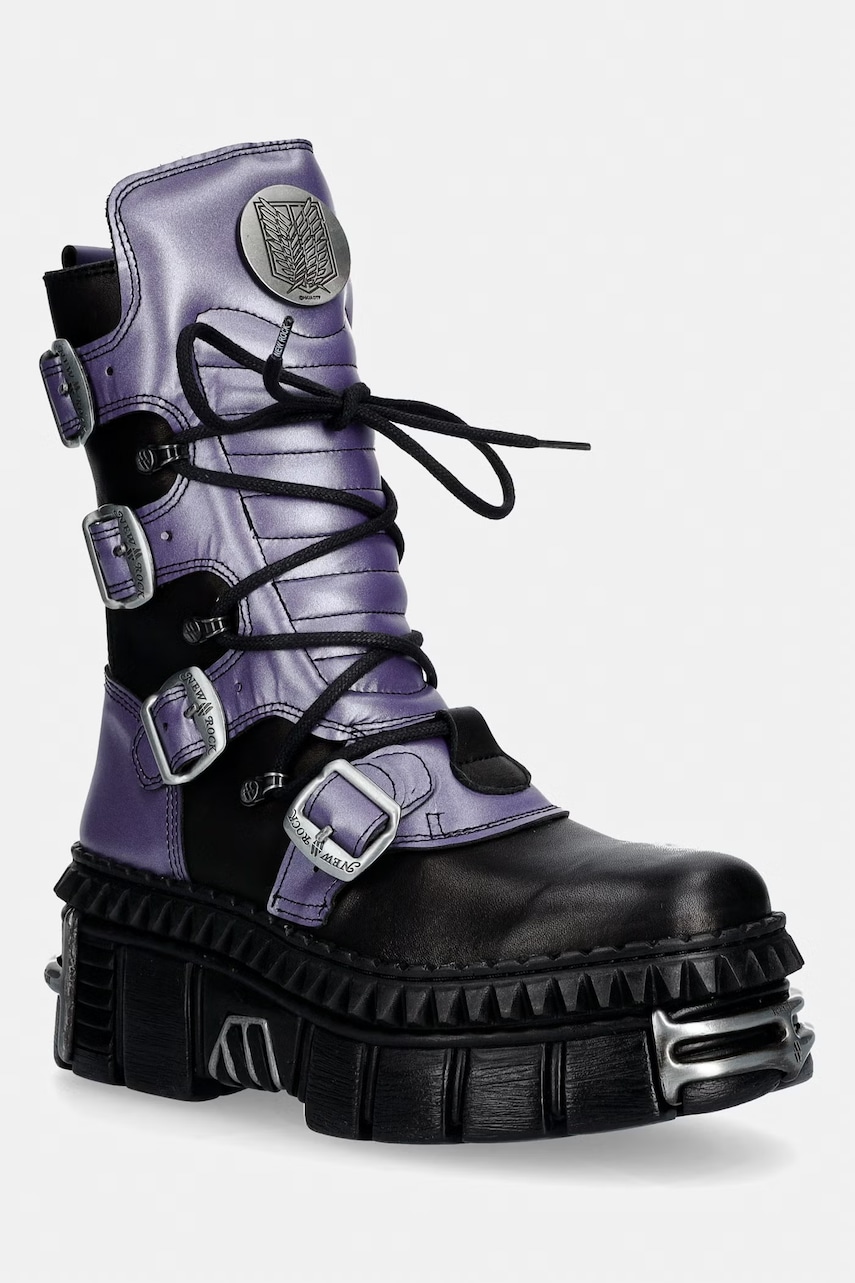 New Rock CRUST NEGRO + NOMADLA LILA + IMPERFECT TOWER NEGRO TORNILLOS workery damskie skórzane