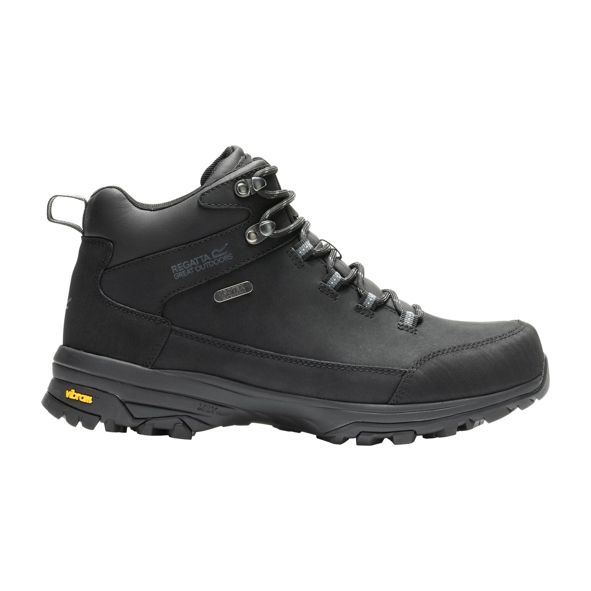 Regatta Buty męskie trekkingowe wysokie z membraną Burrell Leather II Vibram Czarny, Rozmiar: 47