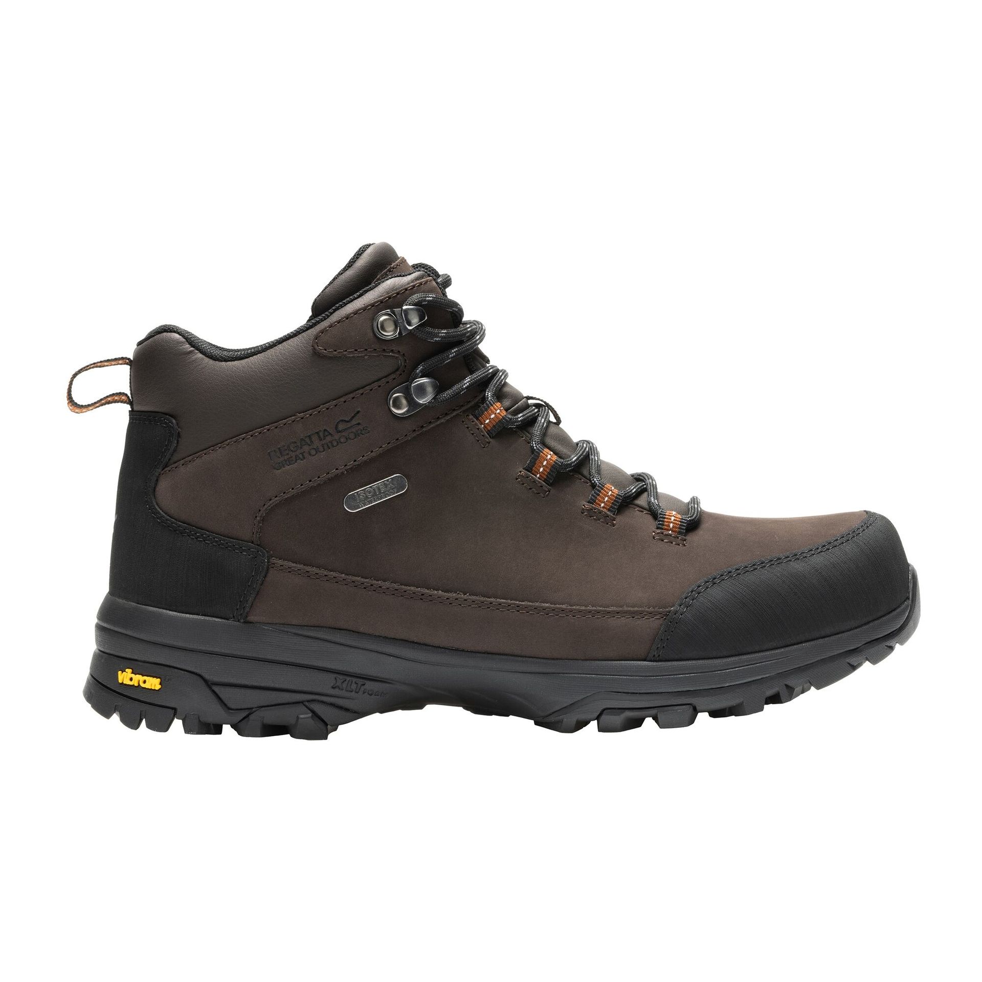 Regatta Buty męskie trekkingowe wysokie z membraną Burrell Leather II Vibram Brązowy, Rozmiar: 47