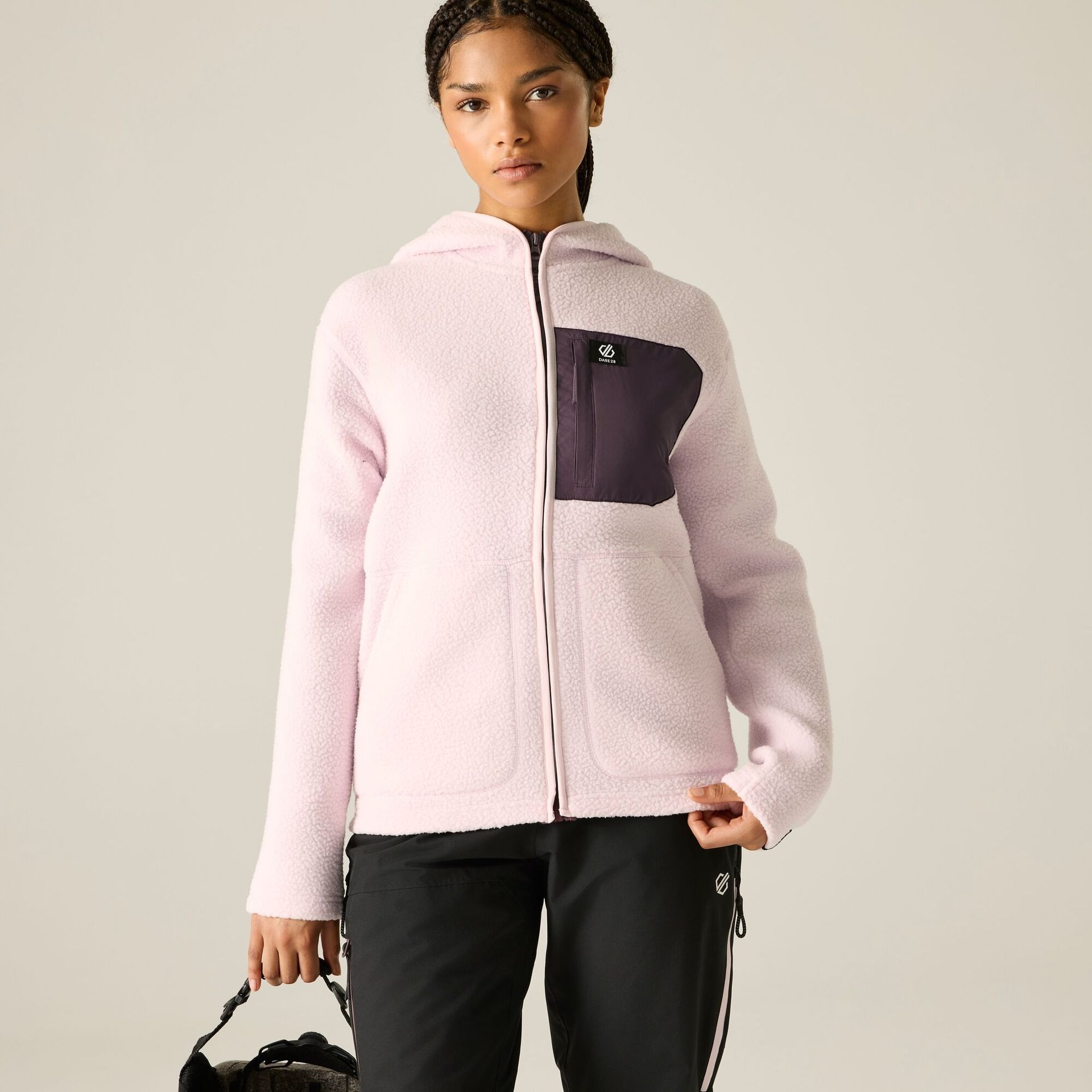 Dare 2b Polar damski rozsuwany Firn Hooded Borg Różowy, Rozmiar: 46
