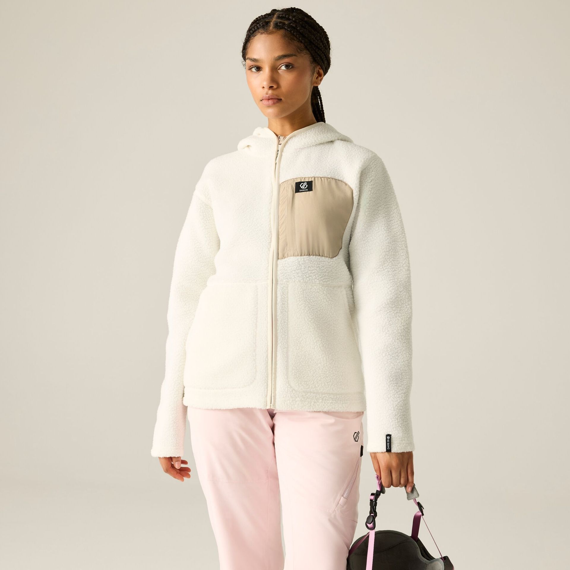 Dare 2b Polar damski rozsuwany Firn Hooded Borg Beżowe, Rozmiar: 44