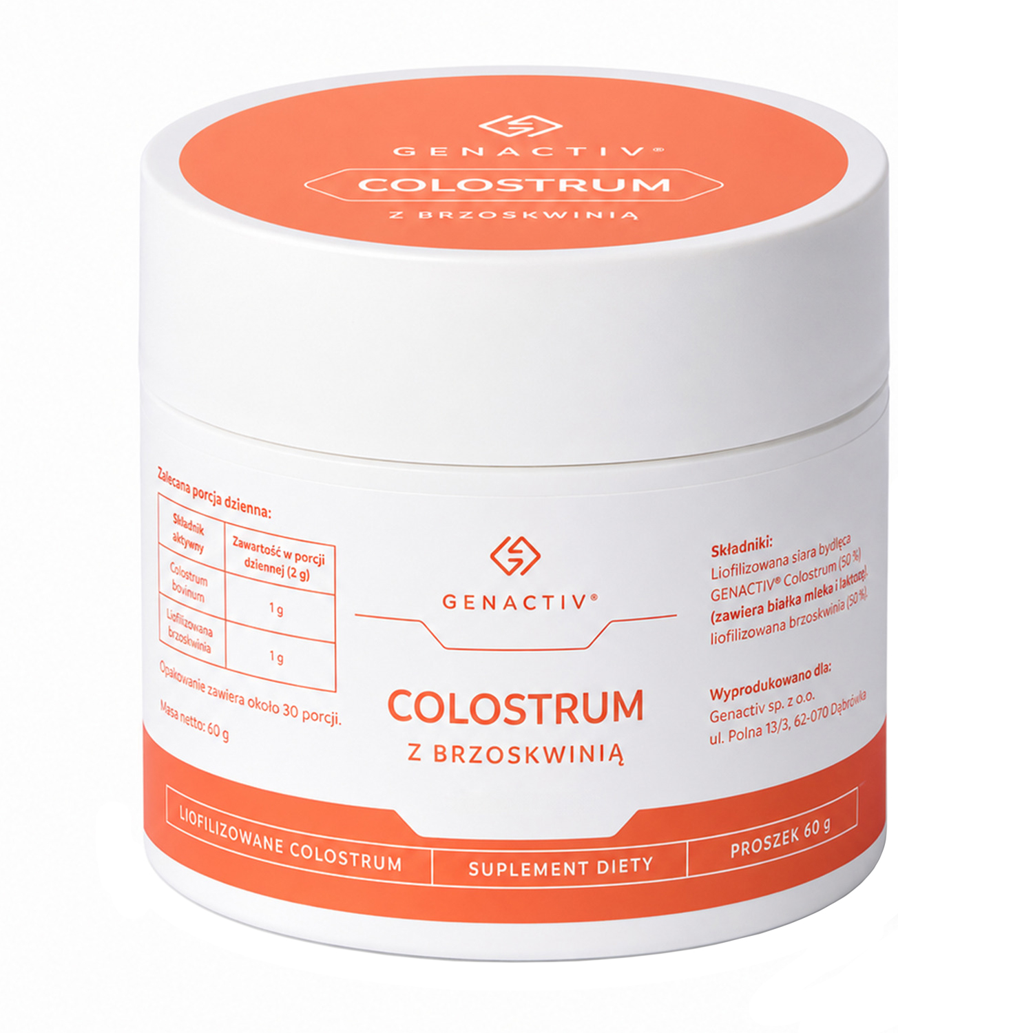 Genactiv Colostrum z Brzoskwinią, proszek, 60 g