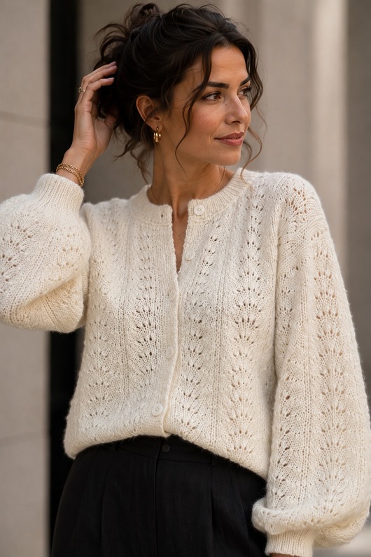 Ażurowy kardigan She is a Lady ( off white)