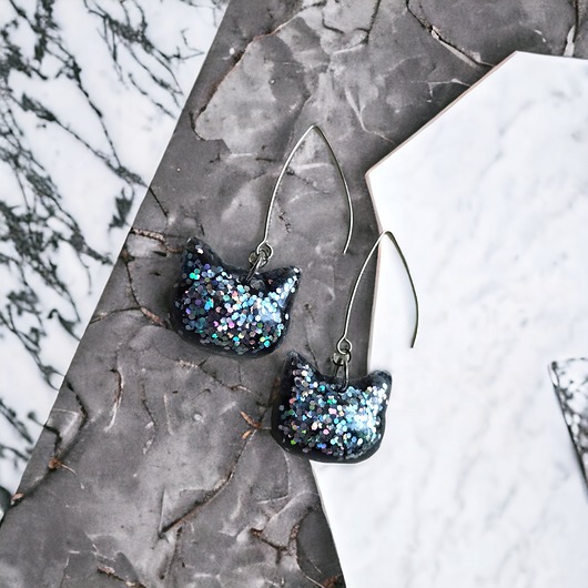 Kotki: kolczyki z żywicy : kolekcja błysKOTKI : holograficzne