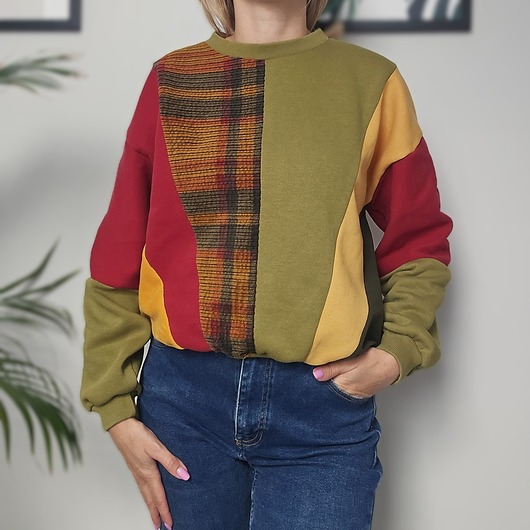 Bluza patchwork - Autumn Frame - One of a kind - oversize