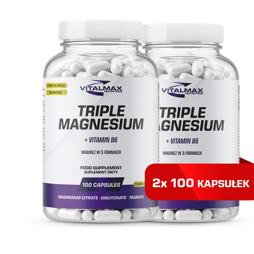 Vitalmax Triple Magnesium + Vitamin B6 200 kapsułek