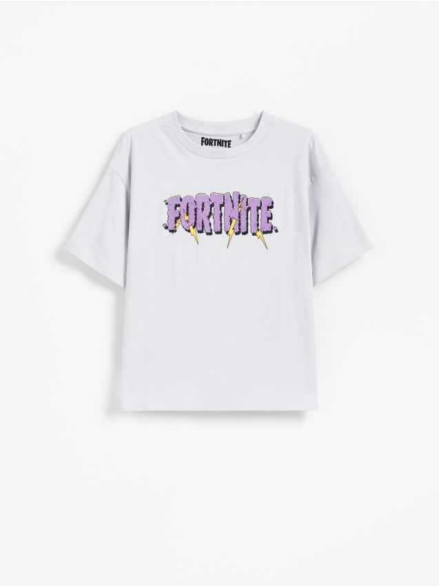 Reserved - Bawełniany t-shirt Fortnite - jasnoniebieski